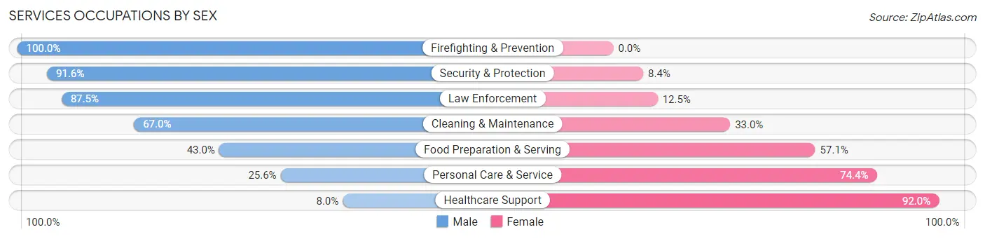 Services Occupations by Sex in Zip Code 37924