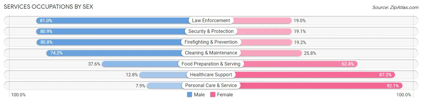 Services Occupations by Sex in Zip Code 38002