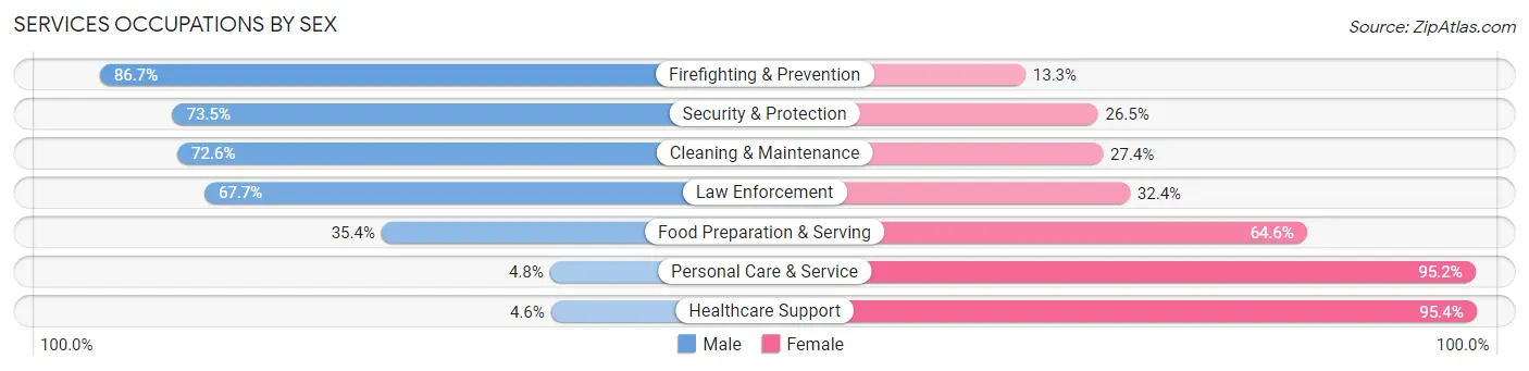 Services Occupations by Sex in Zip Code 38024
