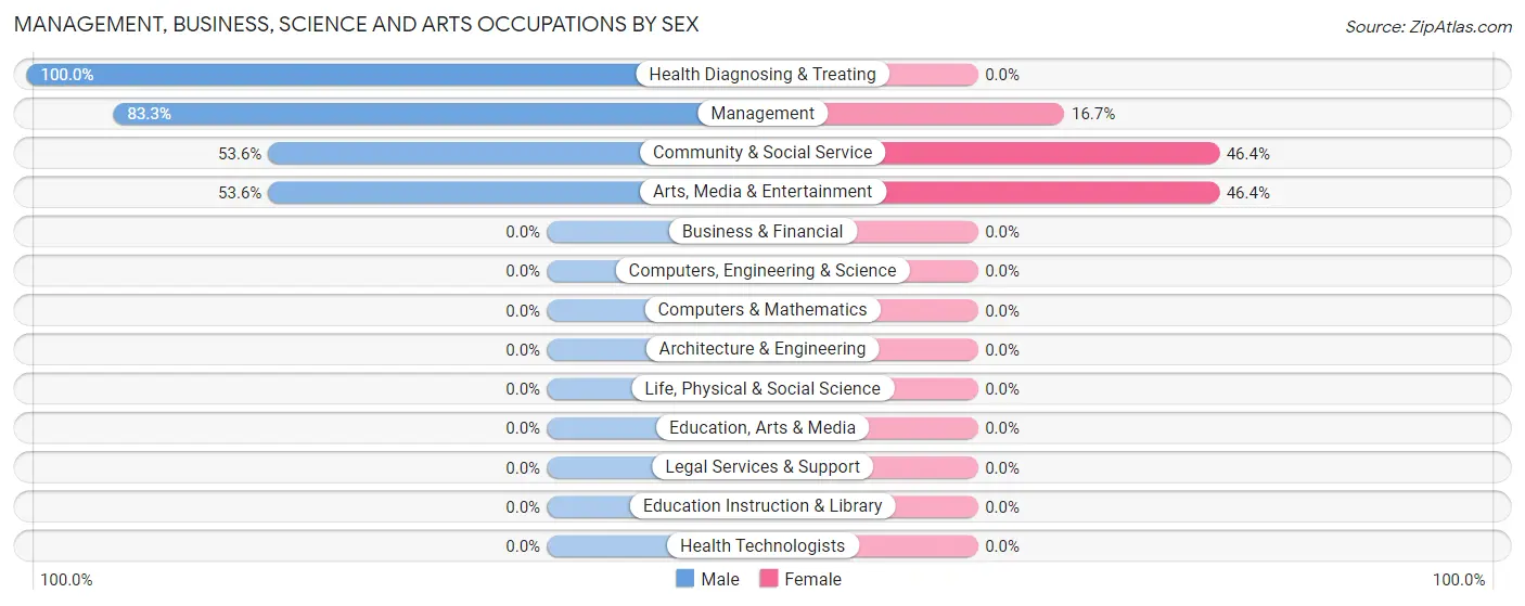 Management, Business, Science and Arts Occupations by Sex in Zip Code 38042