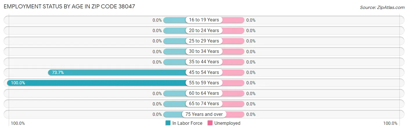 Employment Status by Age in Zip Code 38047