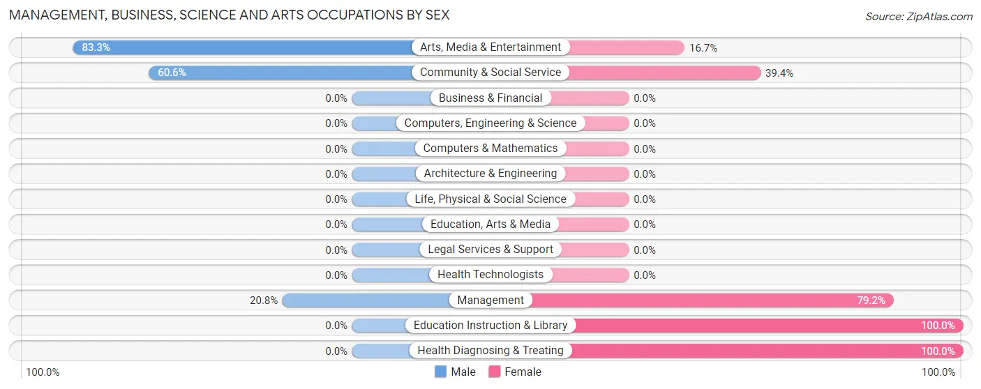 Management, Business, Science and Arts Occupations by Sex in Zip Code 38050
