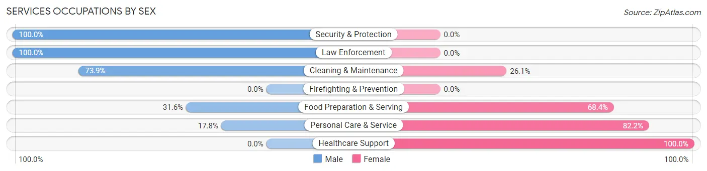 Services Occupations by Sex in Zip Code 38052