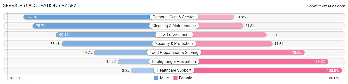 Services Occupations by Sex in Zip Code 38063