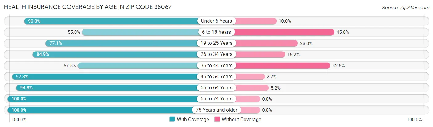 Health Insurance Coverage by Age in Zip Code 38067