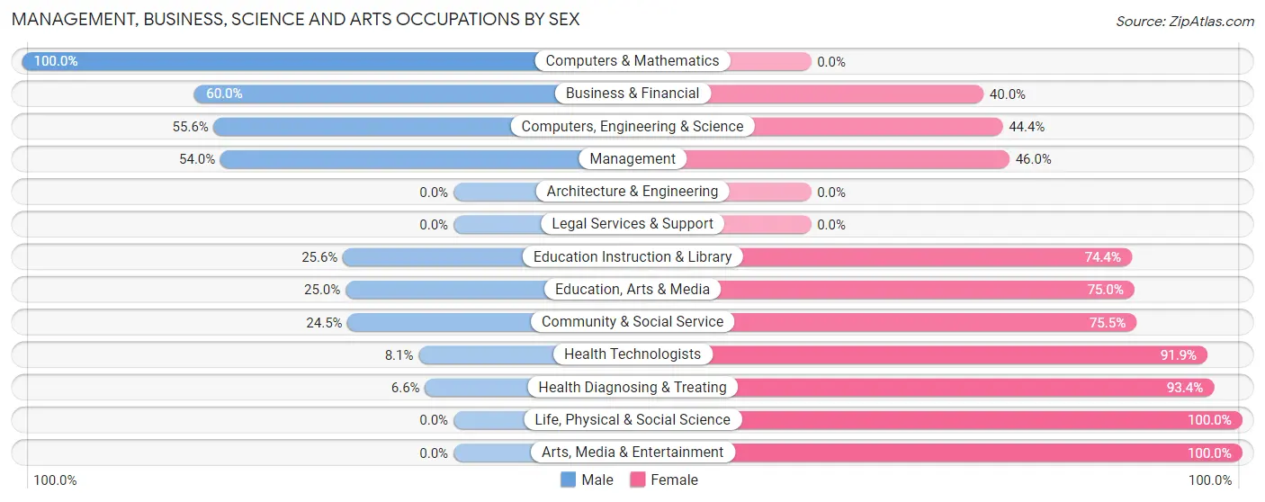 Management, Business, Science and Arts Occupations by Sex in Zip Code 38069
