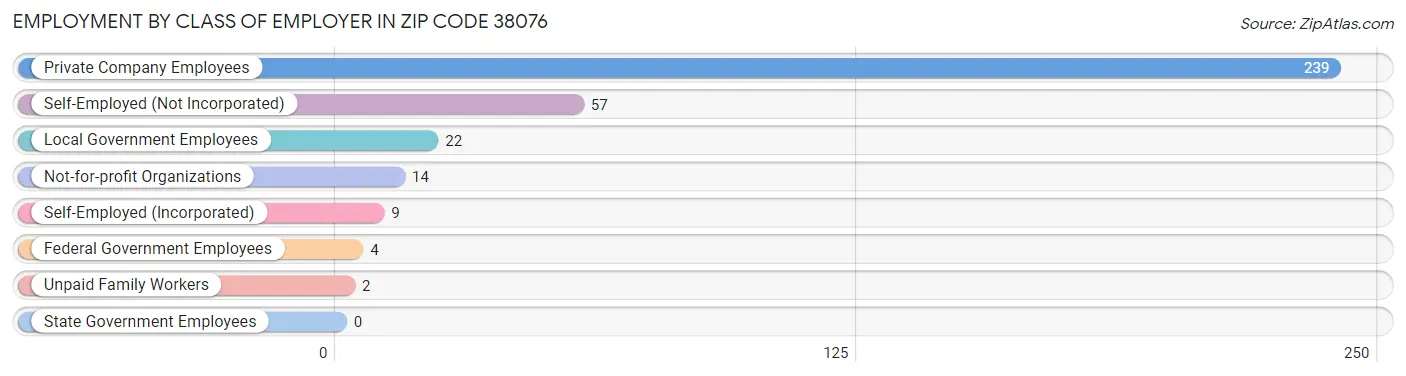 Employment by Class of Employer in Zip Code 38076