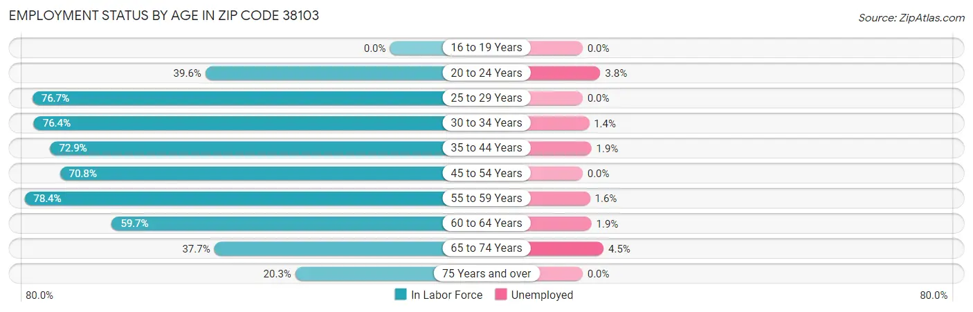Employment Status by Age in Zip Code 38103