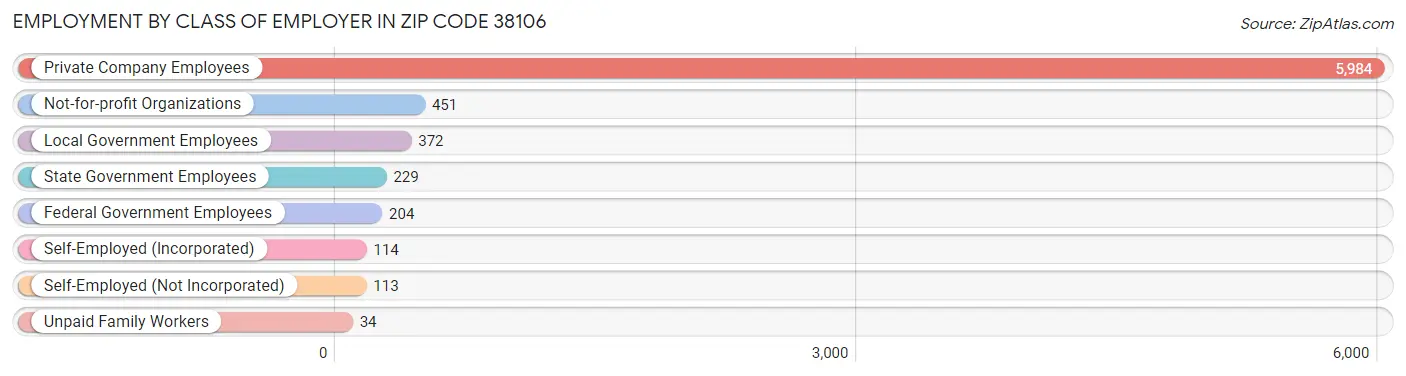 Employment by Class of Employer in Zip Code 38106