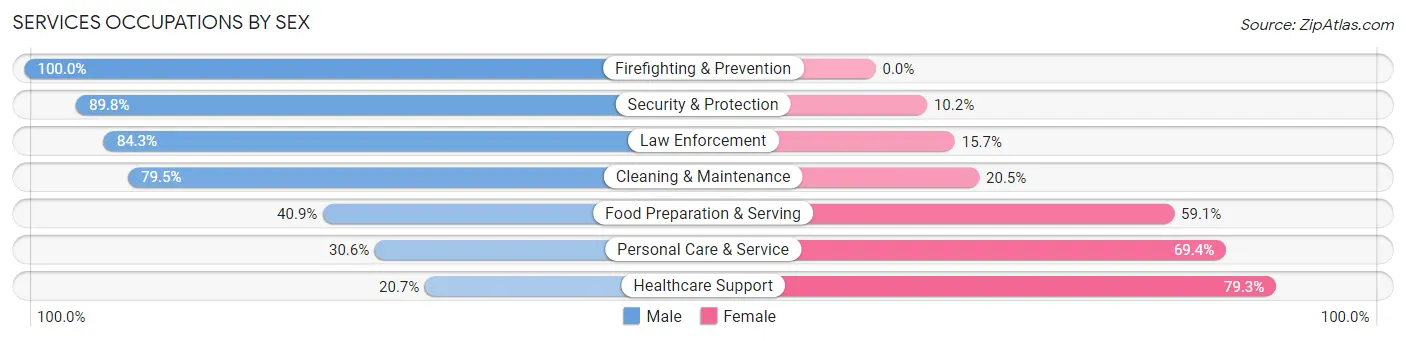 Services Occupations by Sex in Zip Code 38107