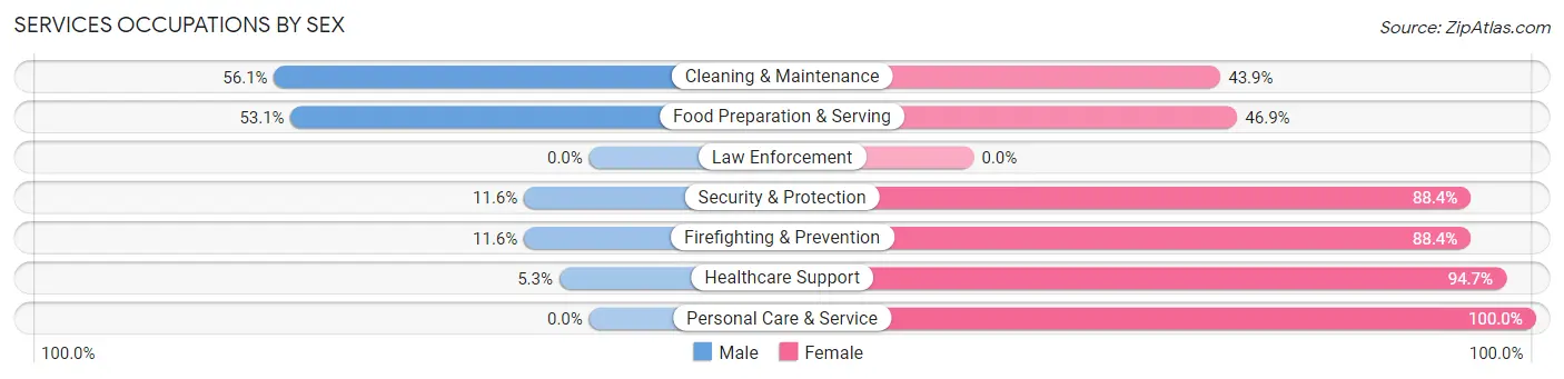 Services Occupations by Sex in Zip Code 38108