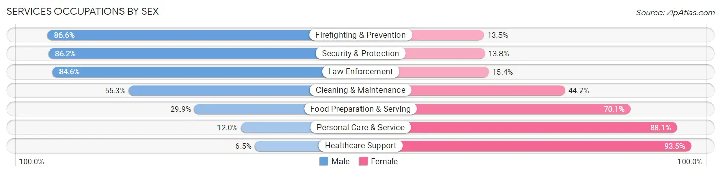 Services Occupations by Sex in Zip Code 38118