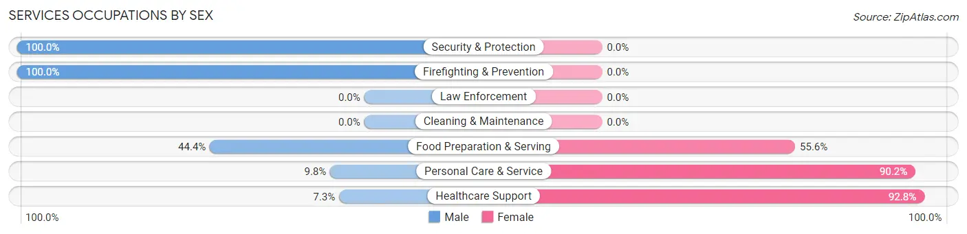 Services Occupations by Sex in Zip Code 38120