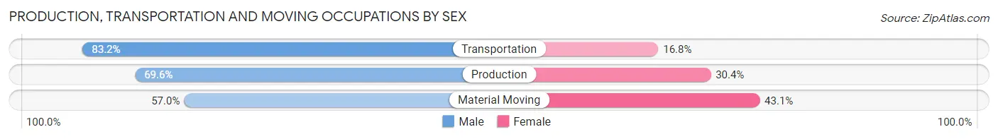 Production, Transportation and Moving Occupations by Sex in Zip Code 38122