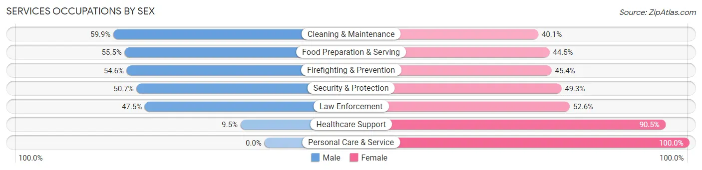 Services Occupations by Sex in Zip Code 38133