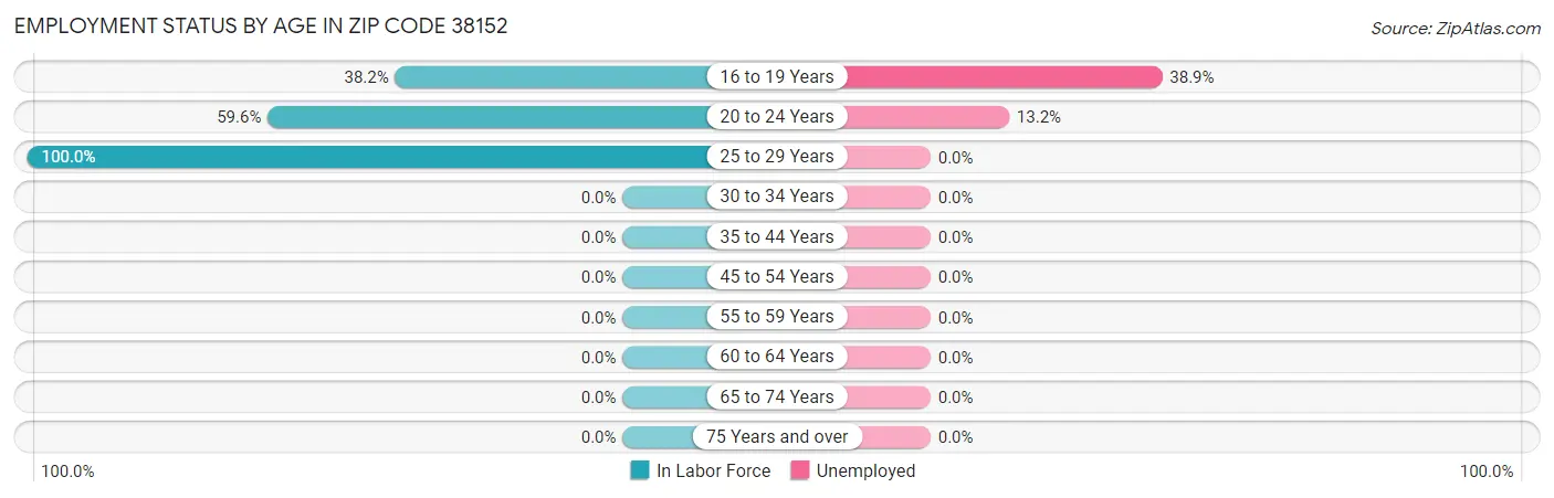 Employment Status by Age in Zip Code 38152