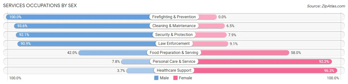 Services Occupations by Sex in Zip Code 38201