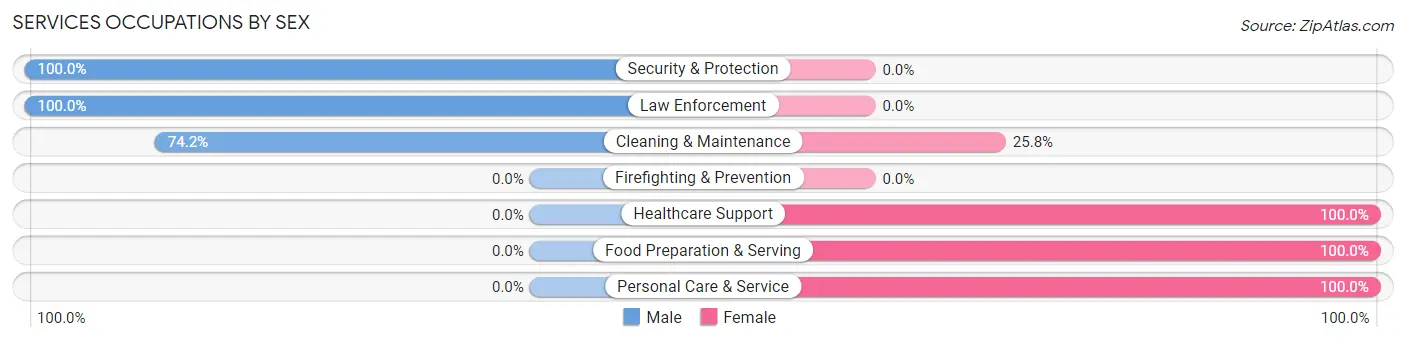 Services Occupations by Sex in Zip Code 38220
