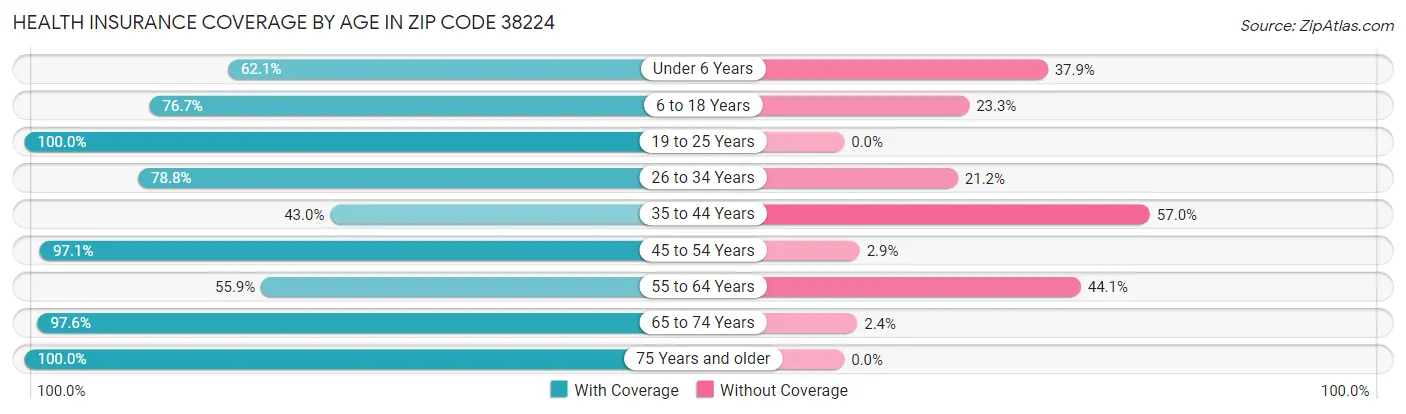 Health Insurance Coverage by Age in Zip Code 38224