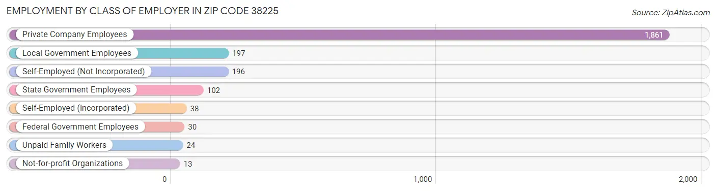 Employment by Class of Employer in Zip Code 38225