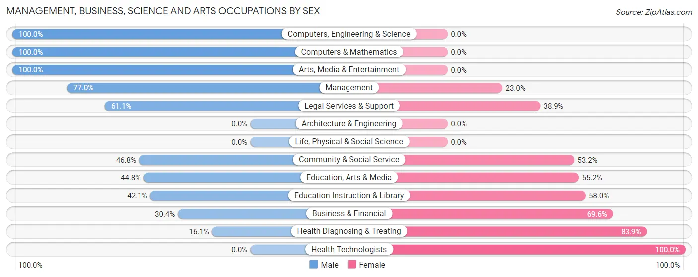 Management, Business, Science and Arts Occupations by Sex in Zip Code 38230