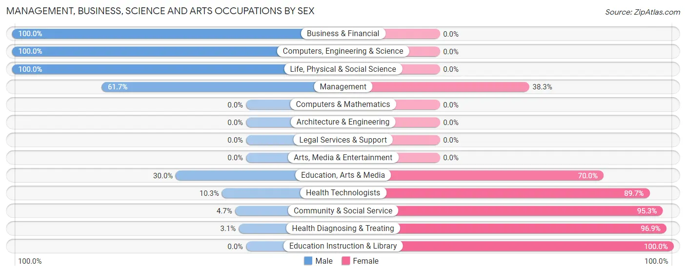 Management, Business, Science and Arts Occupations by Sex in Zip Code 38233
