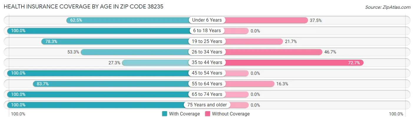 Health Insurance Coverage by Age in Zip Code 38235