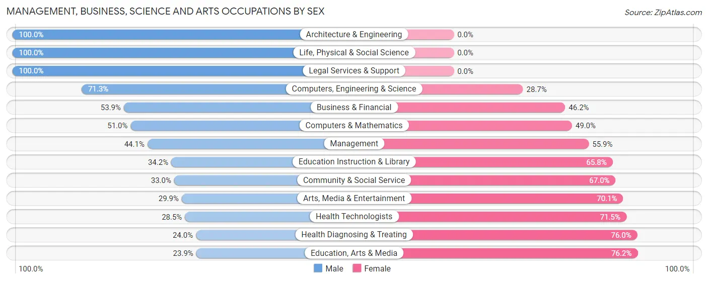 Management, Business, Science and Arts Occupations by Sex in Zip Code 38237