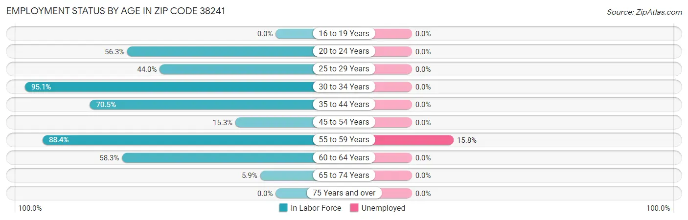 Employment Status by Age in Zip Code 38241