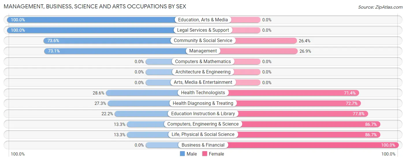 Management, Business, Science and Arts Occupations by Sex in Zip Code 38253