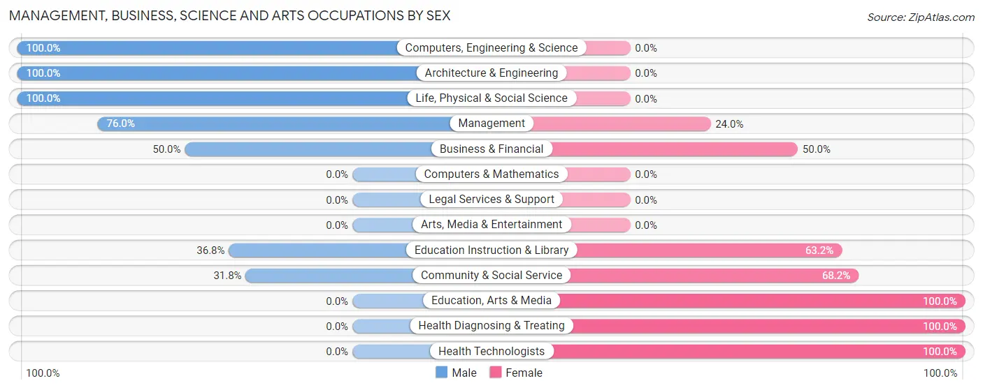 Management, Business, Science and Arts Occupations by Sex in Zip Code 38258