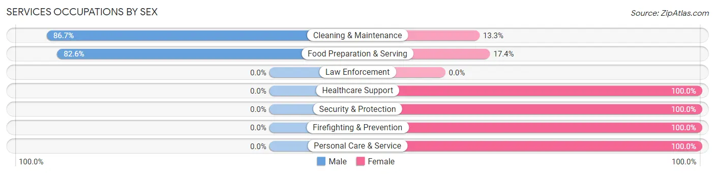 Services Occupations by Sex in Zip Code 38258