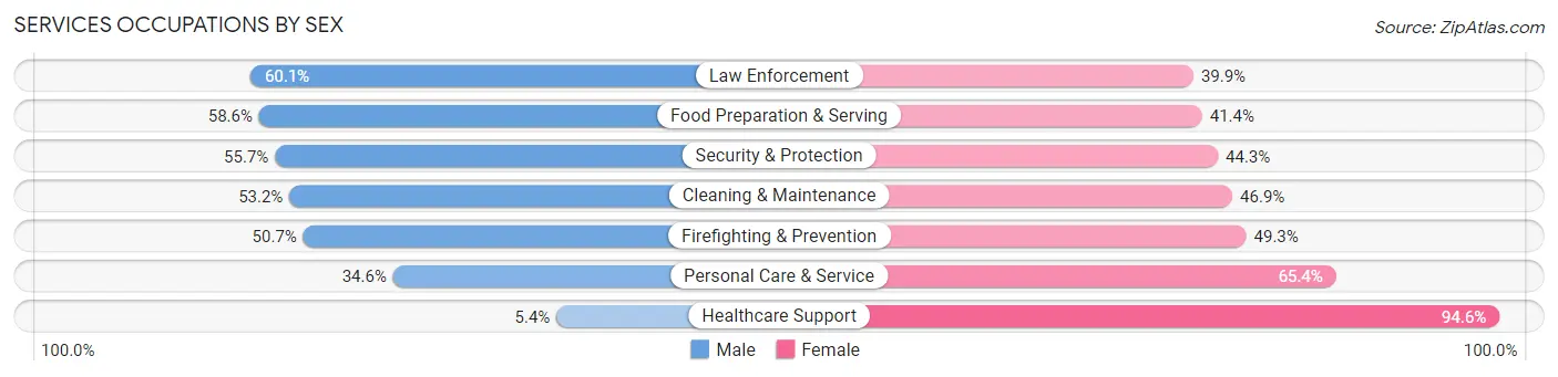 Services Occupations by Sex in Zip Code 38301