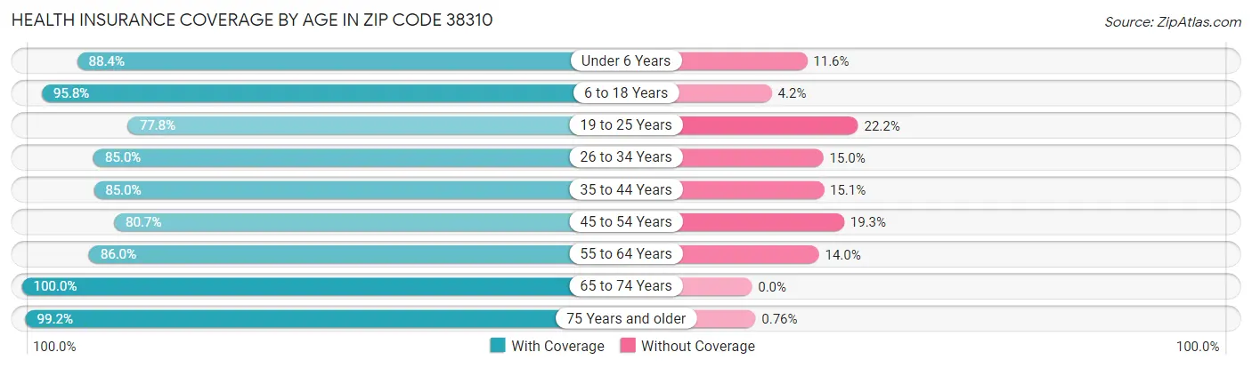 Health Insurance Coverage by Age in Zip Code 38310