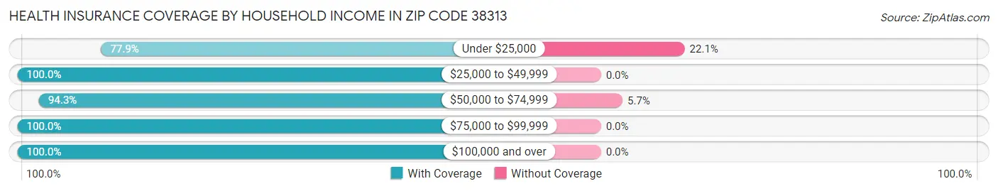 Health Insurance Coverage by Household Income in Zip Code 38313