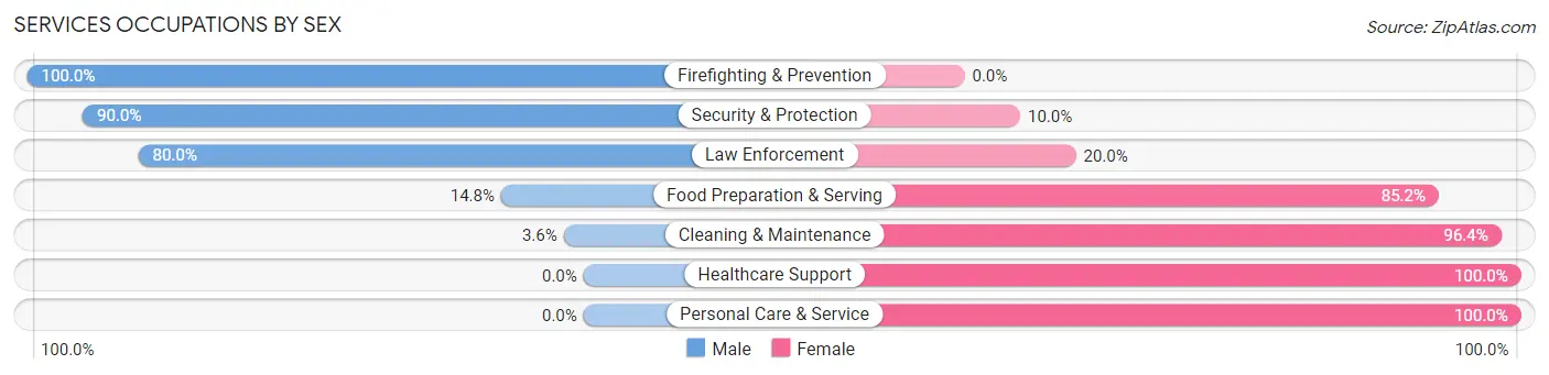 Services Occupations by Sex in Zip Code 38315