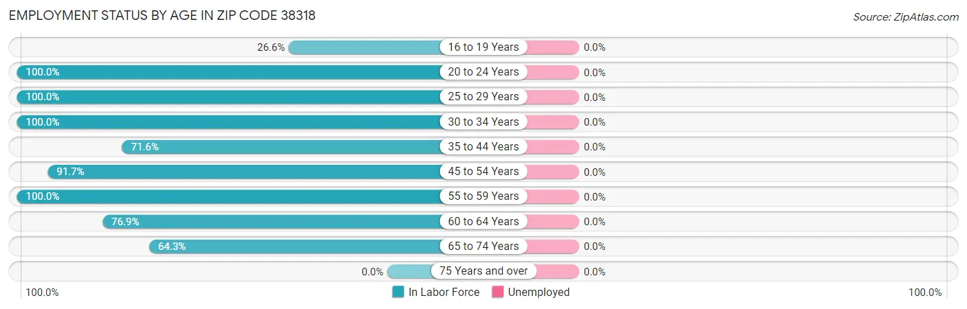 Employment Status by Age in Zip Code 38318