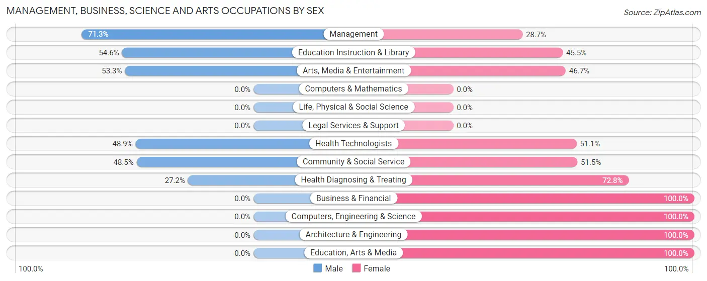 Management, Business, Science and Arts Occupations by Sex in Zip Code 38321