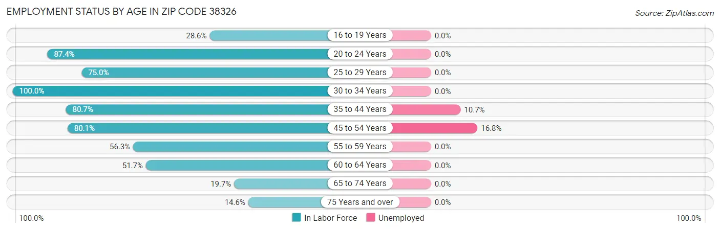 Employment Status by Age in Zip Code 38326