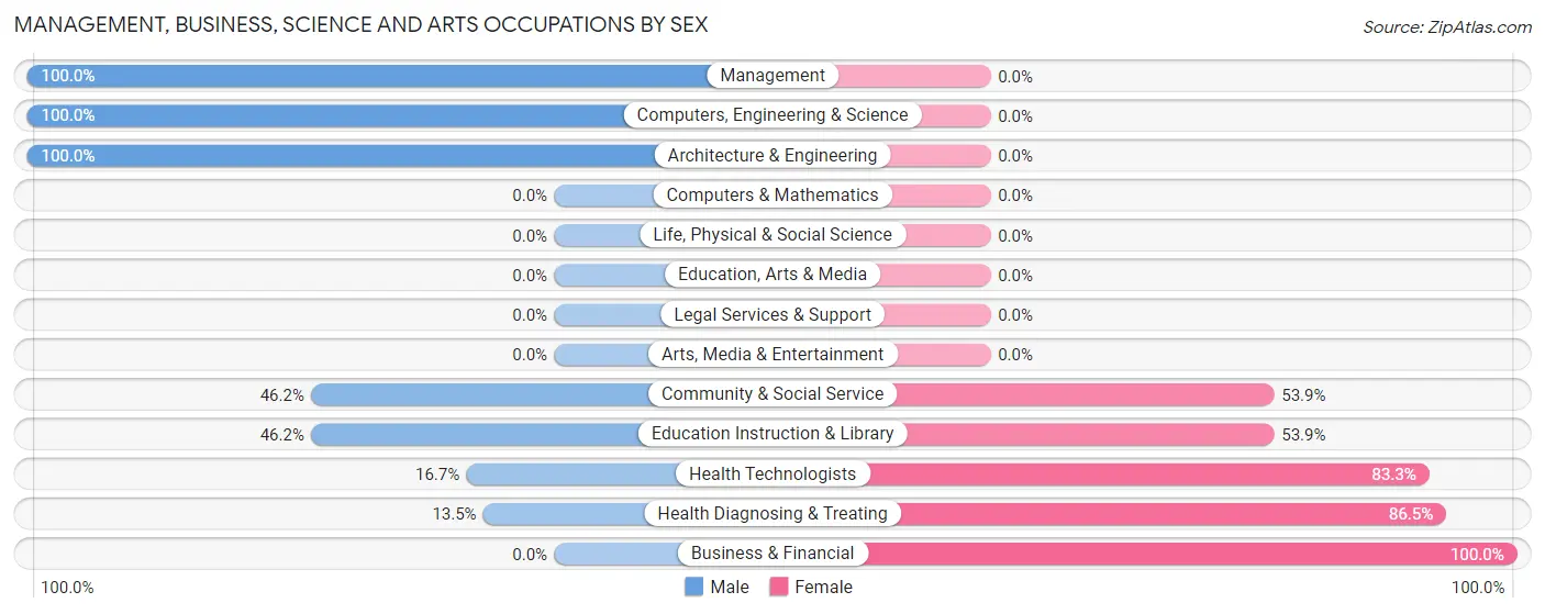 Management, Business, Science and Arts Occupations by Sex in Zip Code 38328