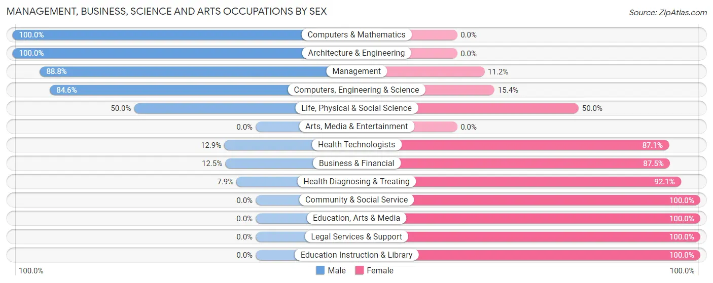 Management, Business, Science and Arts Occupations by Sex in Zip Code 38337