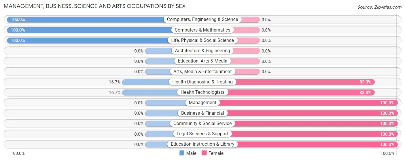 Management, Business, Science and Arts Occupations by Sex in Zip Code 38339