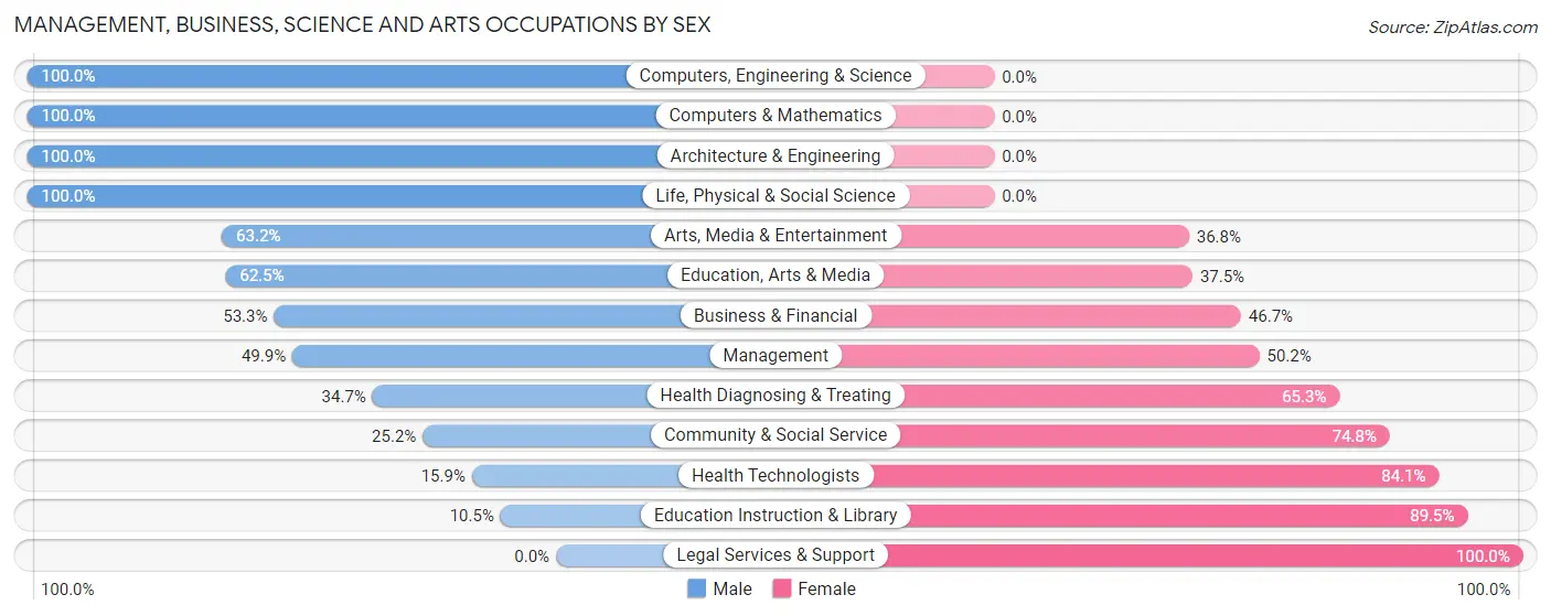 Management, Business, Science and Arts Occupations by Sex in Zip Code 38344