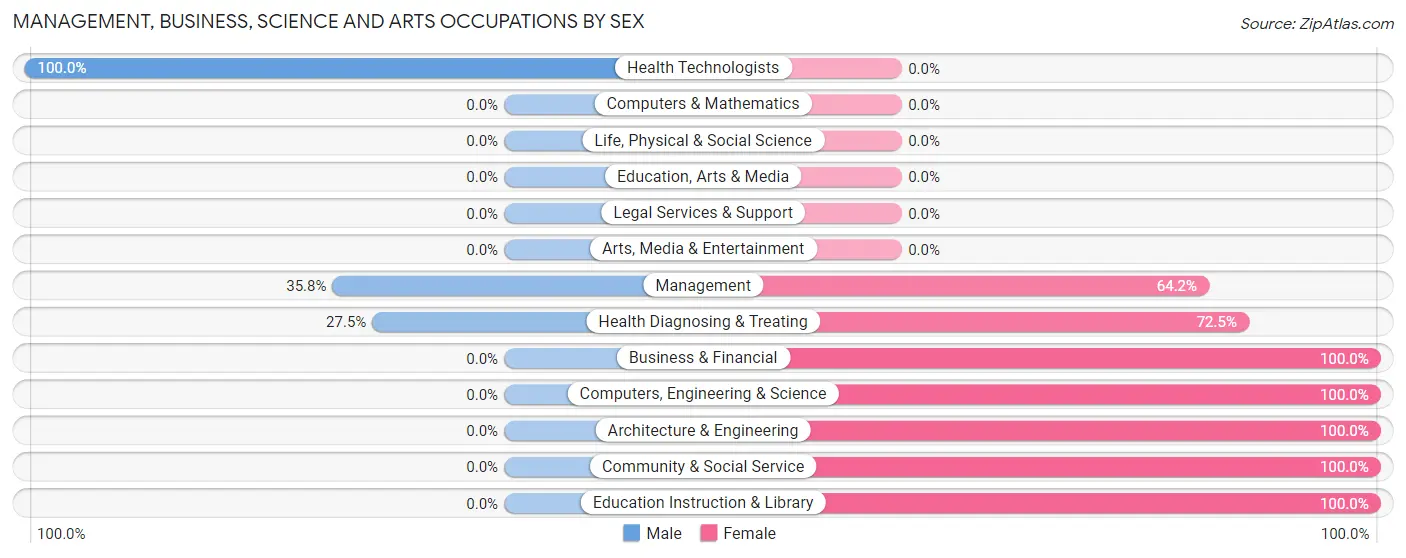 Management, Business, Science and Arts Occupations by Sex in Zip Code 38345