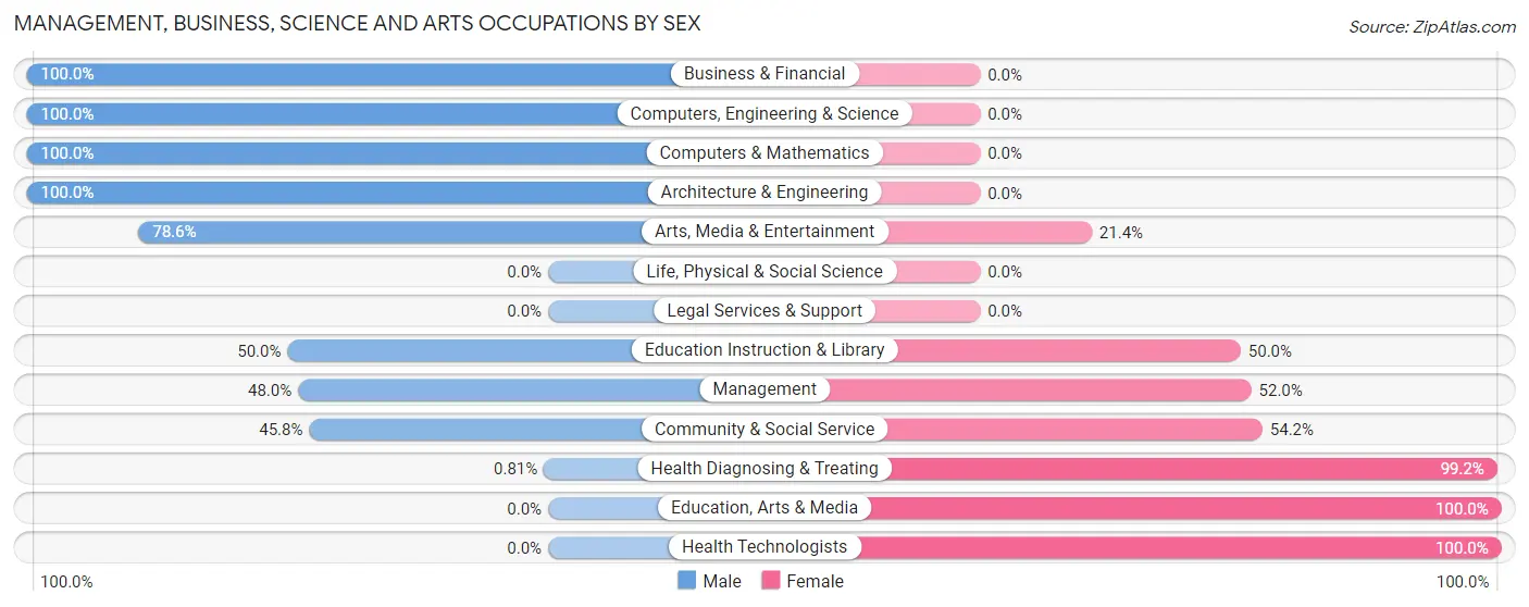 Management, Business, Science and Arts Occupations by Sex in Zip Code 38356