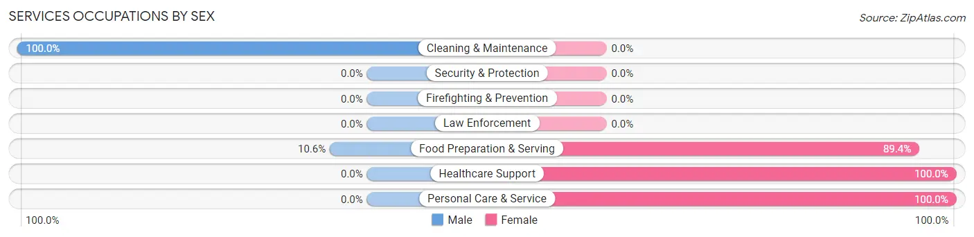 Services Occupations by Sex in Zip Code 38357