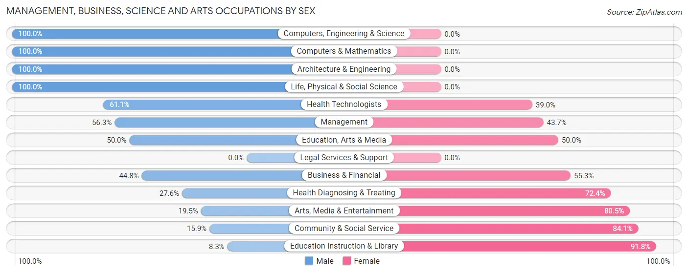 Management, Business, Science and Arts Occupations by Sex in Zip Code 38358