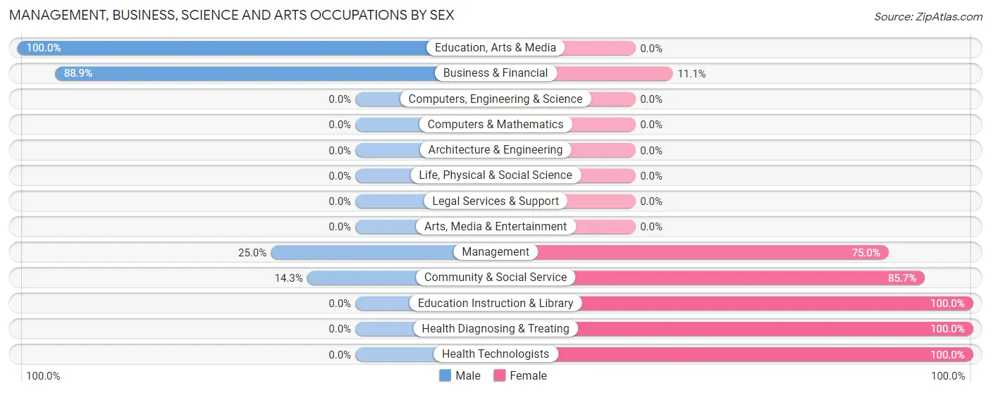 Management, Business, Science and Arts Occupations by Sex in Zip Code 38359