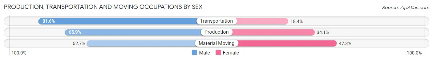 Production, Transportation and Moving Occupations by Sex in Zip Code 38363