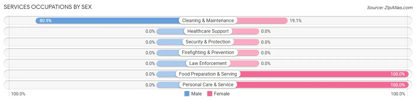 Services Occupations by Sex in Zip Code 38366